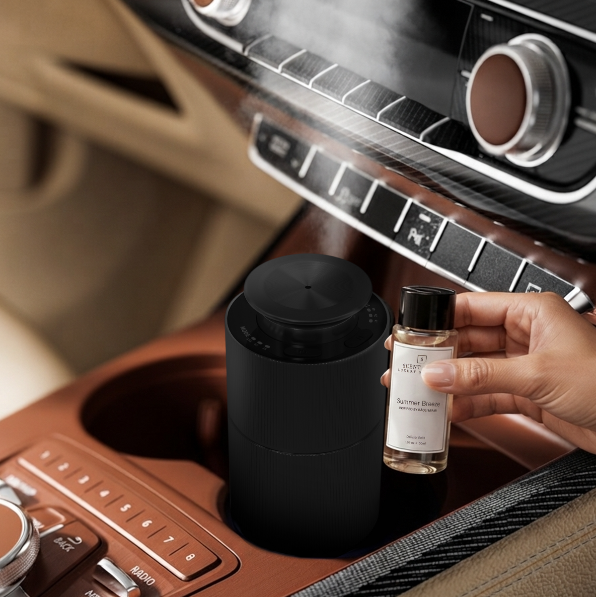 Car Scent Diffuser – Metallic Cup Holder Nebulizing