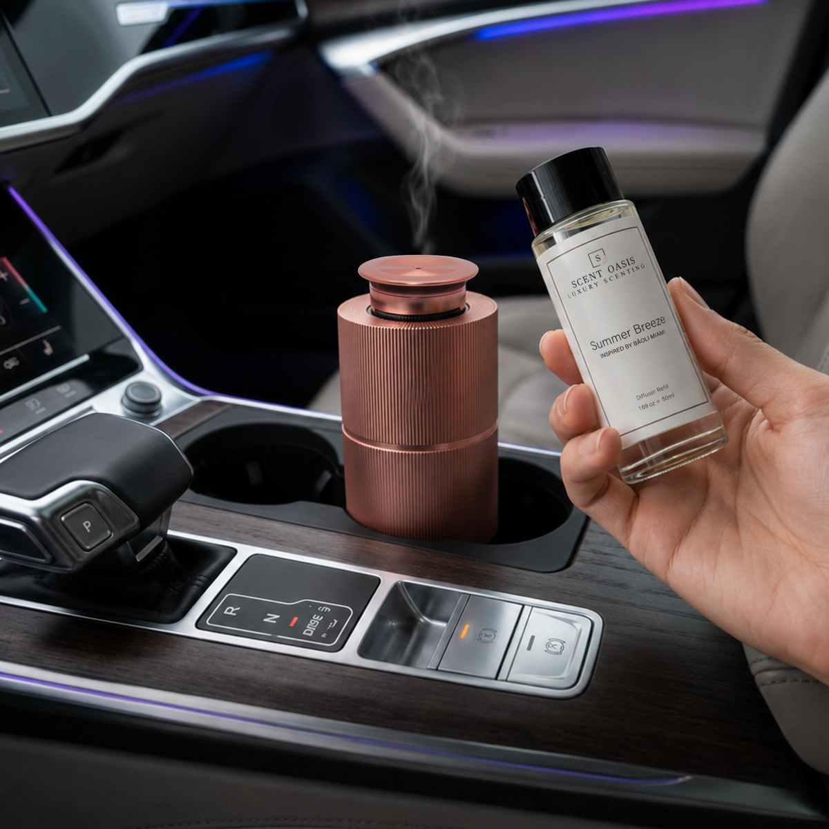 Car Scent Diffuser – Metallic Cup Holder Nebulizing